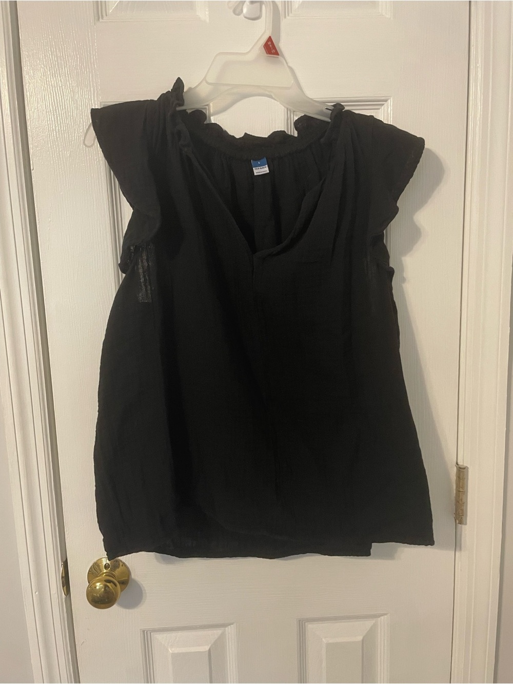 Old Navy 100% Cotton Black Women’s Flutter Sleeve Peasant Top Sz Large